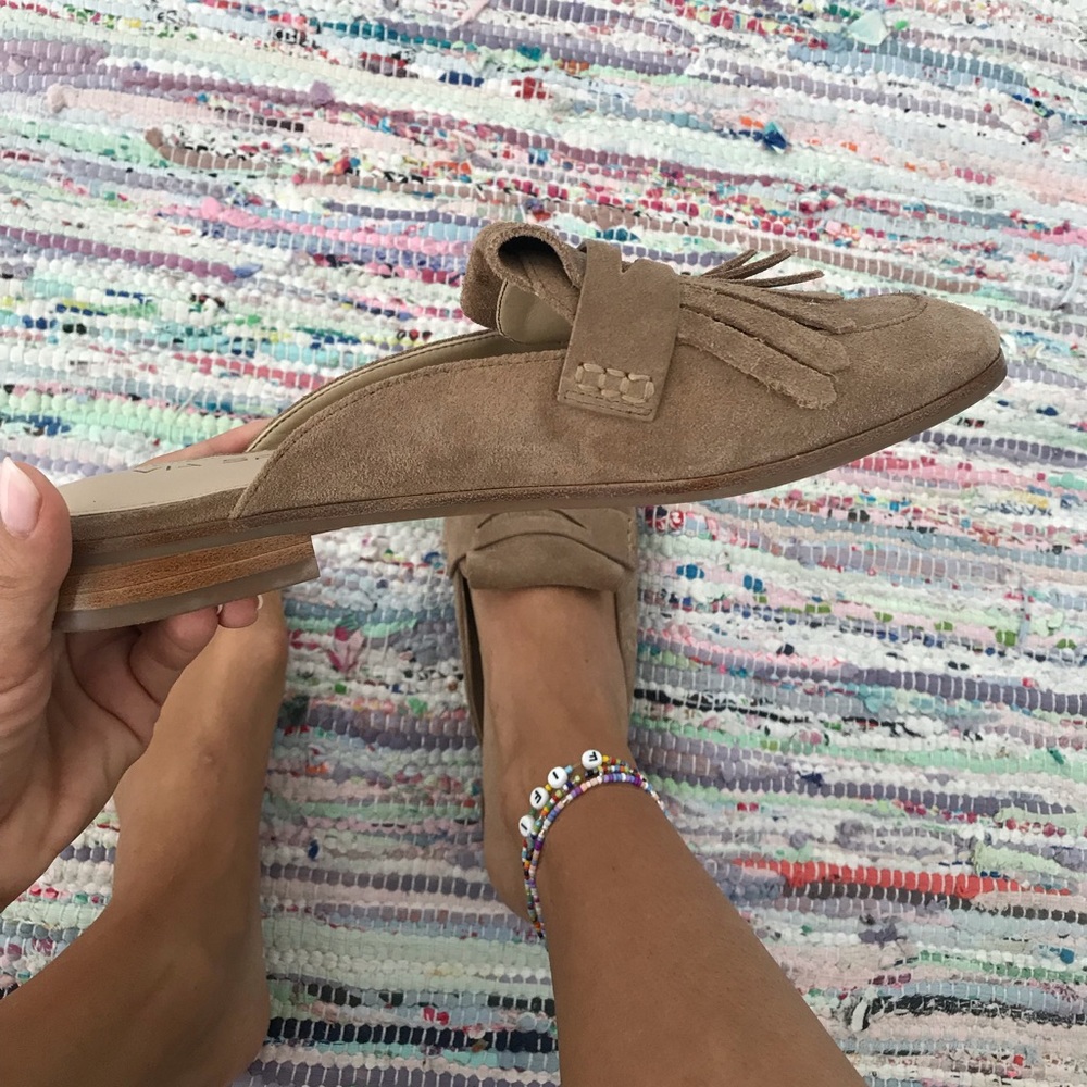 Via Spiga Suede Slip On Slide Loafers